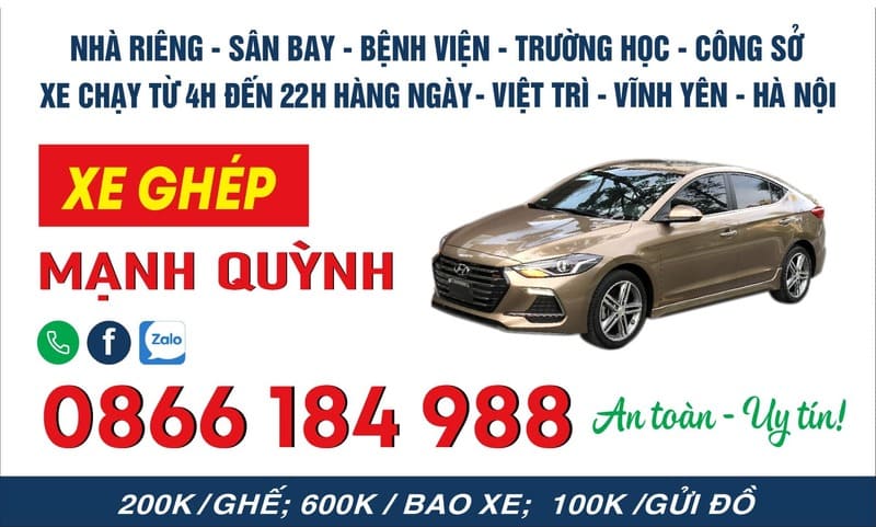 Top 4 Hãng xe từ bến xe Nước Ngầm đi Phú Thọ Việt Trì