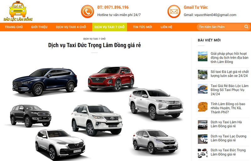 20 Hãng taxi Đức Trọng giá cước km số điện thoại hotline 24/24