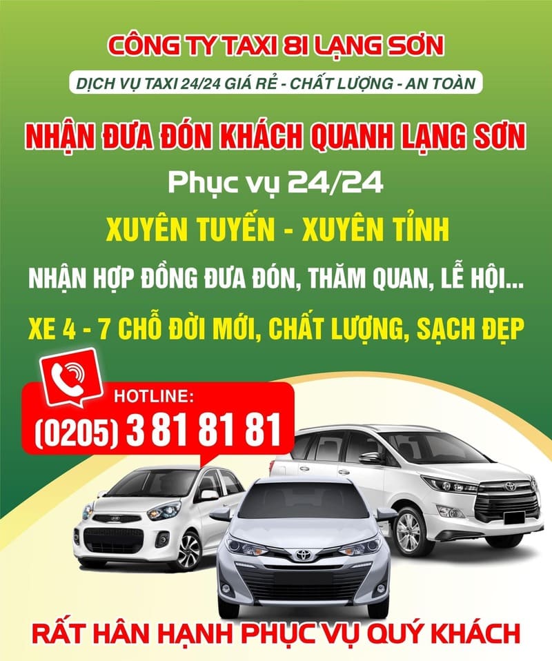 Top 24 Hãng taxi Lạng Sơn số điện thoại tổng đài 24h/7 uy tín