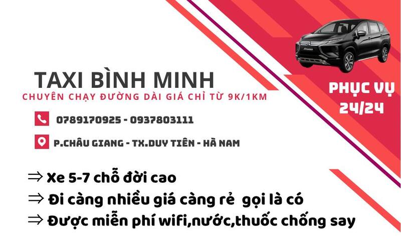 Top 15 Hãng taxi thành phố Phủ Lý số điện thoại tổng đài 24/7