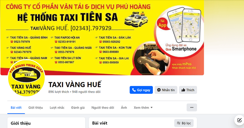 Taxi Vàng Huế: Số điện thoại tổng đài và giá cước phí tính Km